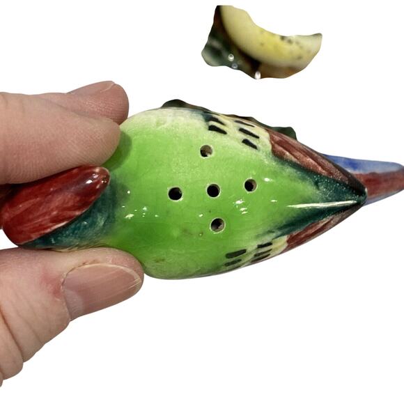 Vintage Salt & Pepper Shakers Set Birds on Branch 3pc Set Porcelain Decorative - Picture 6 of 8